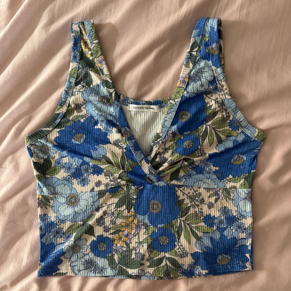 Floral Blue Tank Top